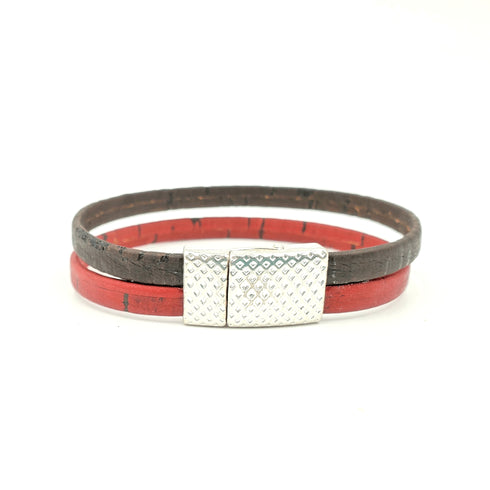 Red & Brown Thin Cork Bracelet